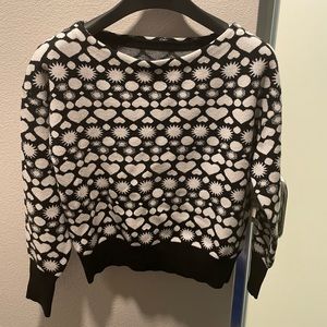 Maeve Boat Neck Sweater — Black&White Heart, Sun, Moon Extra-small